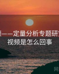 探花视频——定量分析专题研究，探花视频是怎么回事