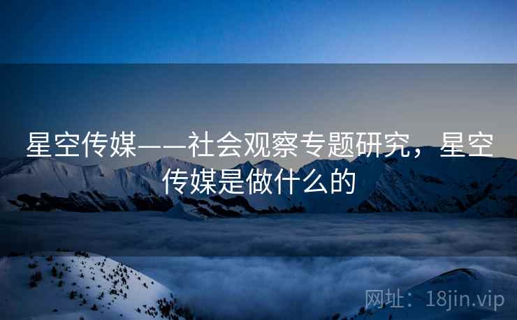 星空传媒——社会观察专题研究,星空传媒是做什么的 星空传媒——社会观察专题研究,星空传媒是做什么的